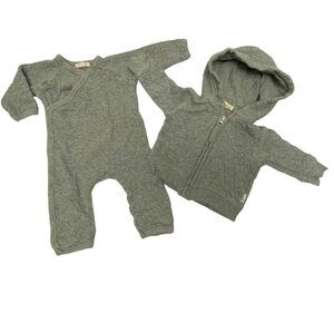 Burt’s Bees Baby Set of 2 Gray Romper & Hoodie Infant/Baby Size Newborn
